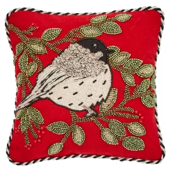 MacKenzie-Childs Chickadee Beaded Throw Pillow| Pillows, Throws, & Cushions