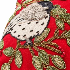 MacKenzie-Childs Chickadee Beaded Throw Pillow| Pillows, Throws, & Cushions