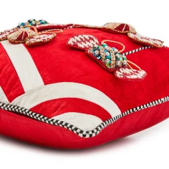 MacKenzie-Childs Christmas Candy Red Beaded Throw Pillow| Pillows, Throws, & Cushions