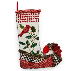 MacKenzie-Childs Christmas Cardinal Stocking| Holiday|Room Accents