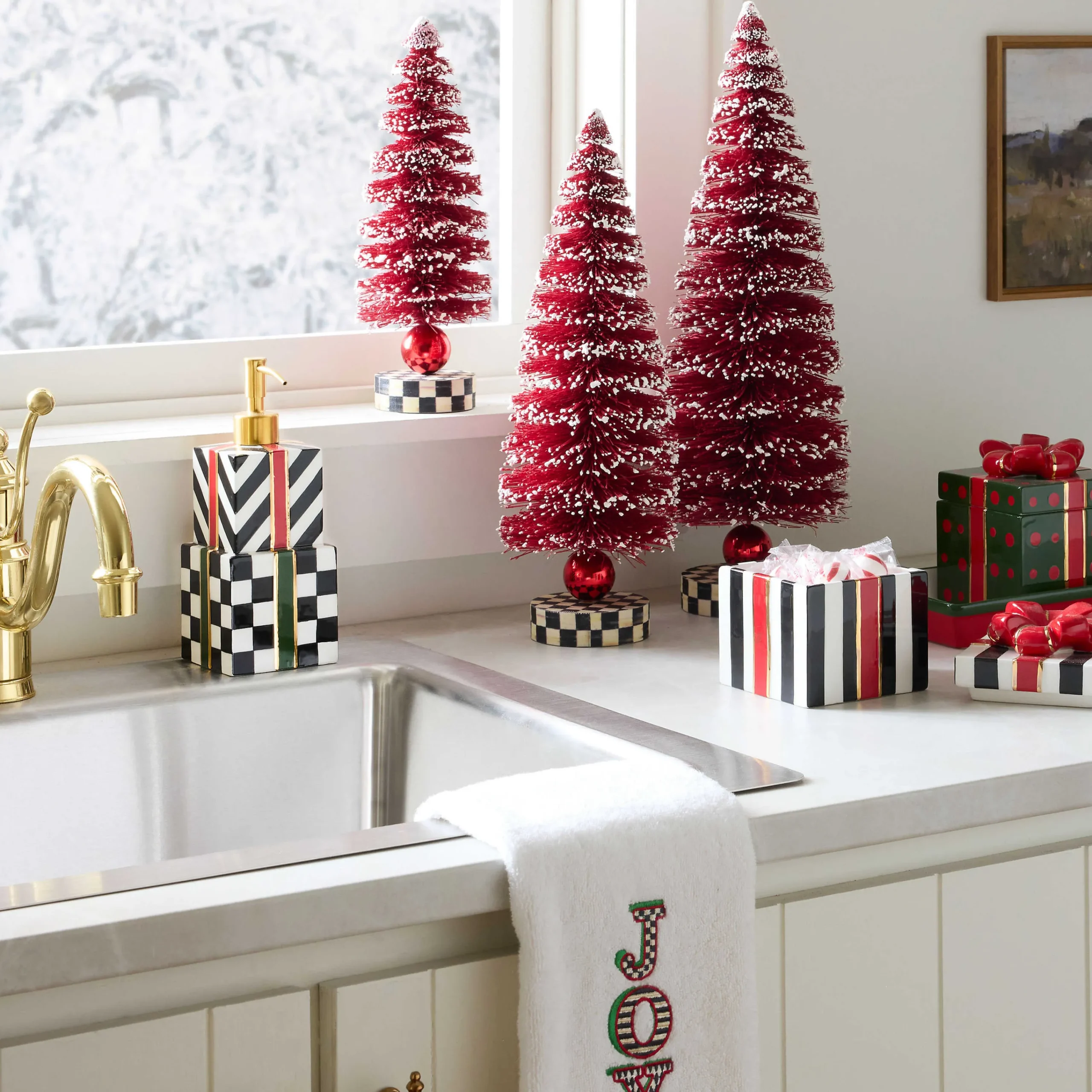 MacKenzie-Childs Christmas Gift Soap Dispenser| Bath & Bath Accessories|Room Accents