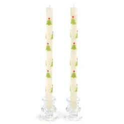MacKenzie-Childs Christmas Tree Dinner Candles - Red  Green - Set of 2| Holiday|Candles & Fragrances