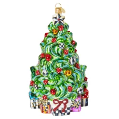 MacKenzie-Childs Classic Courtly Christmas Tree Glass Ornament| Holiday