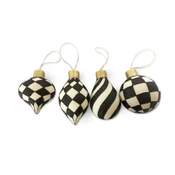 MacKenzie-Childs Classic Courtly Glass Ornaments, Set of 4| Holiday|Decor Sets