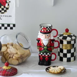 MacKenzie-Childs Classic Courtly Nutcracker Stacking Mugs, Set of 3| Drinkware
