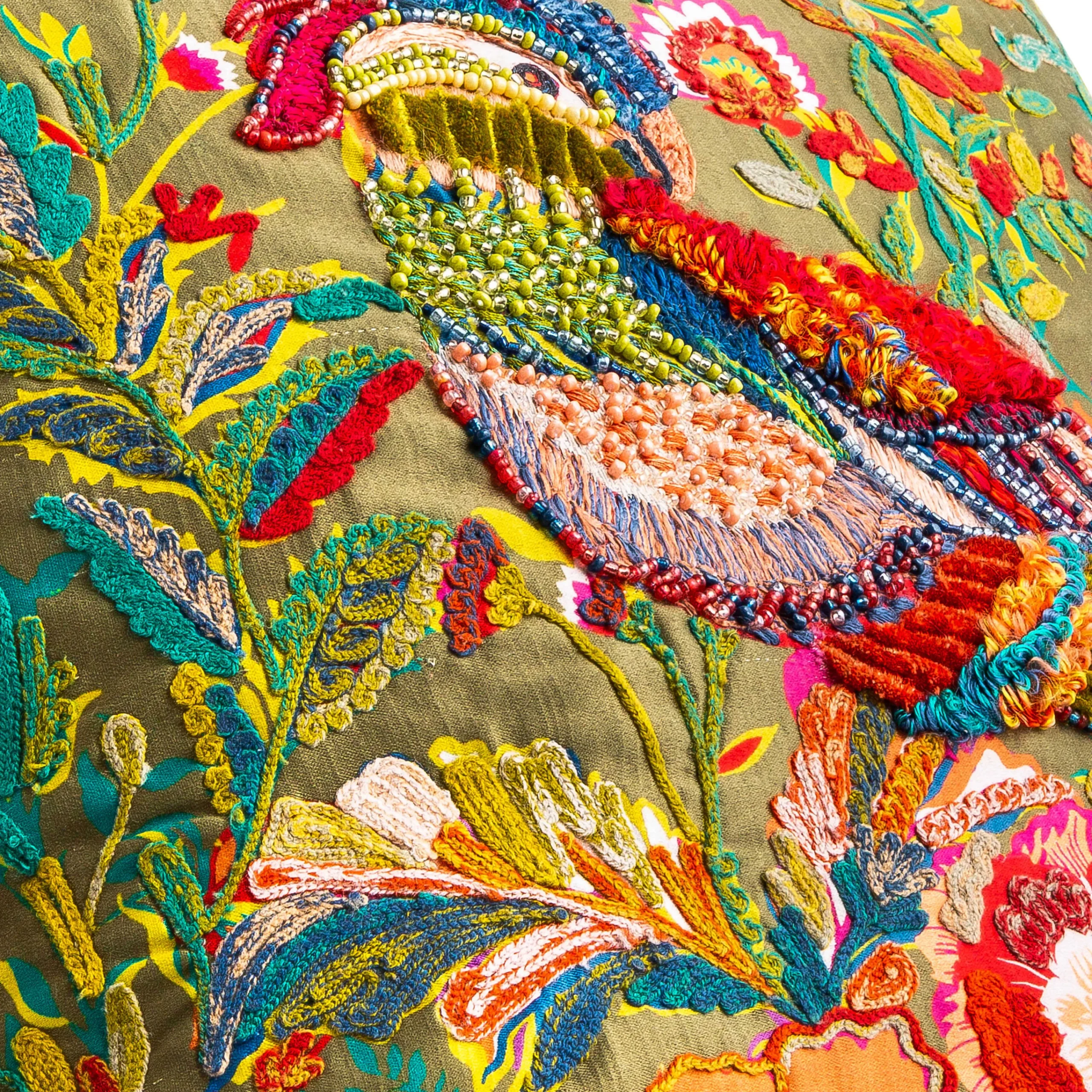 MacKenzie-Childs Cockatiel Chartreuse Throw Pillow| Spring|Pillows, Throws, & Cushions