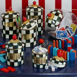 MacKenzie-Childs Cookie Jar with Courtly Check Lid| Kitchen Storage & Organization