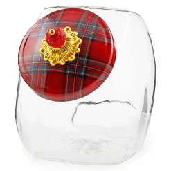 MacKenzie-Childs Cookie Jar with Red Tartan Lid| Kitchen Storage & Organization