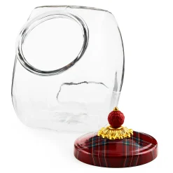 MacKenzie-Childs Cookie Jar with Red Tartan Lid| Kitchen Storage & Organization