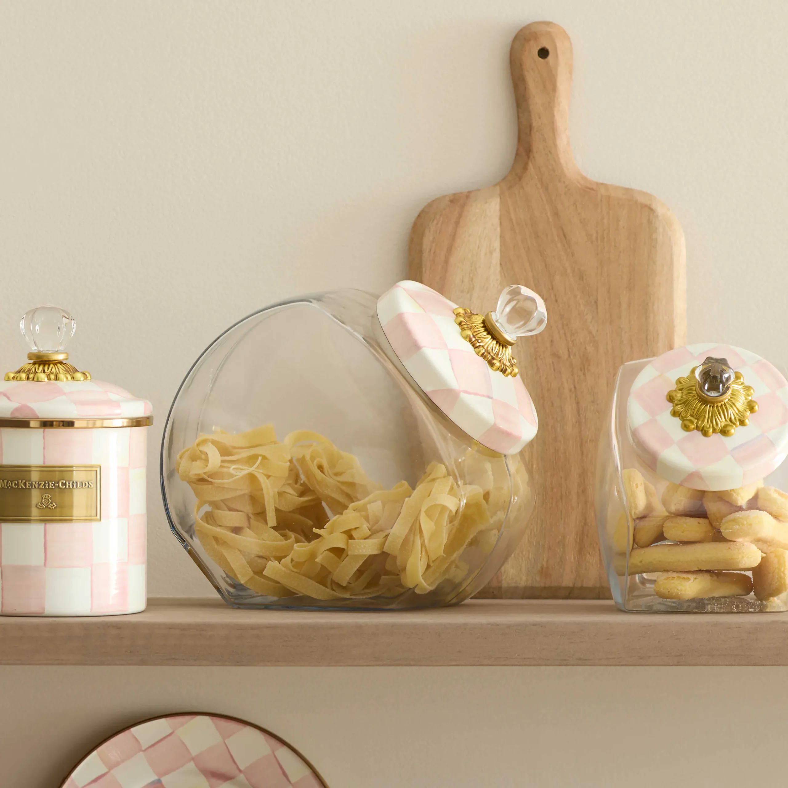 MacKenzie-Childs Cookie Jar with Rosy Check Lid| Spring|Kitchen Storage & Organization