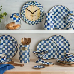 MacKenzie-Childs Cookie Jar with Royal Check Lid| Kitchen Storage & Organization