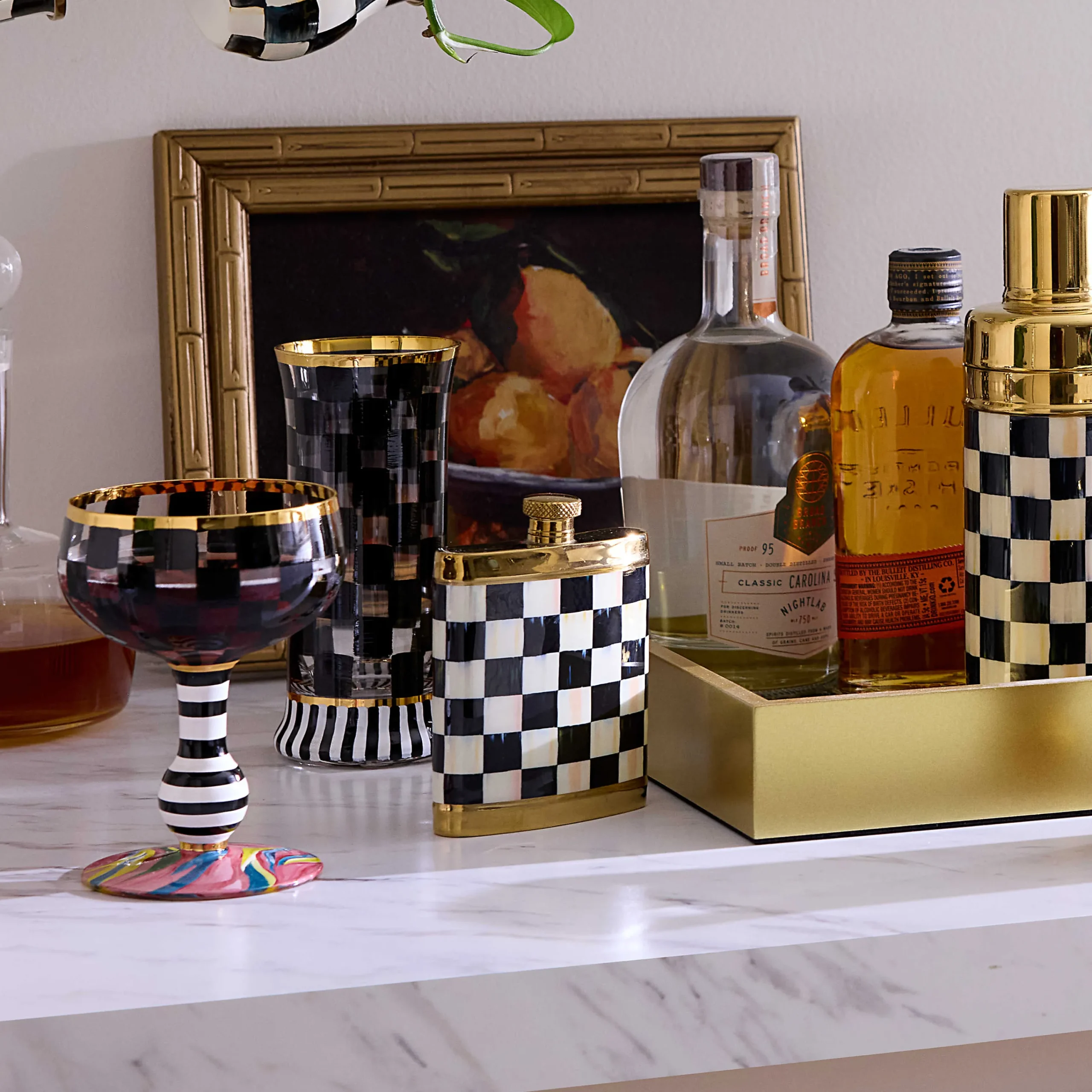 MacKenzie-Childs Courtly Check 3260 Flask| Fall Entertaining|Bar Entertaining