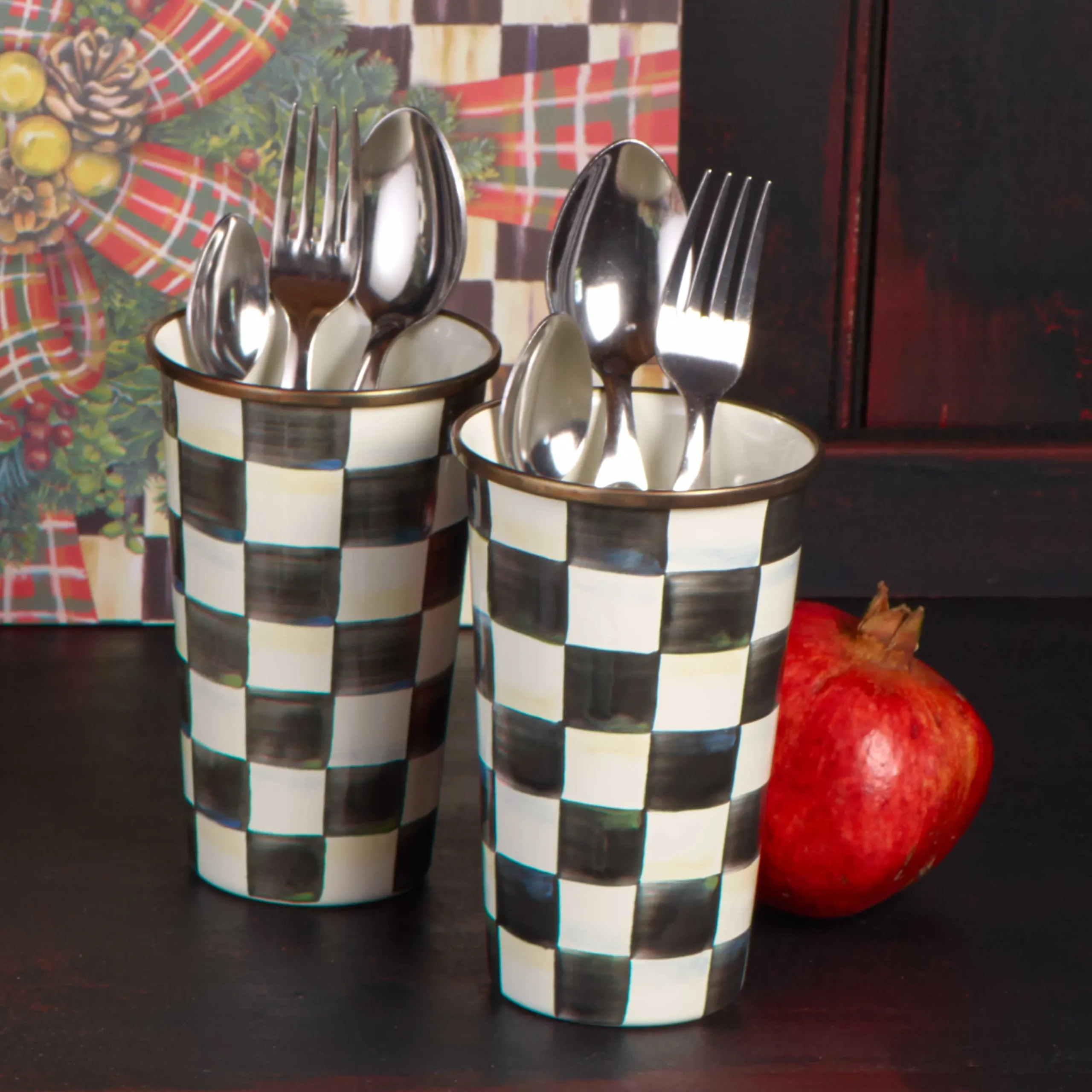 MacKenzie-Childs Courtly Check 20 Ounce Tumbler| Drinkware|Bar Entertaining