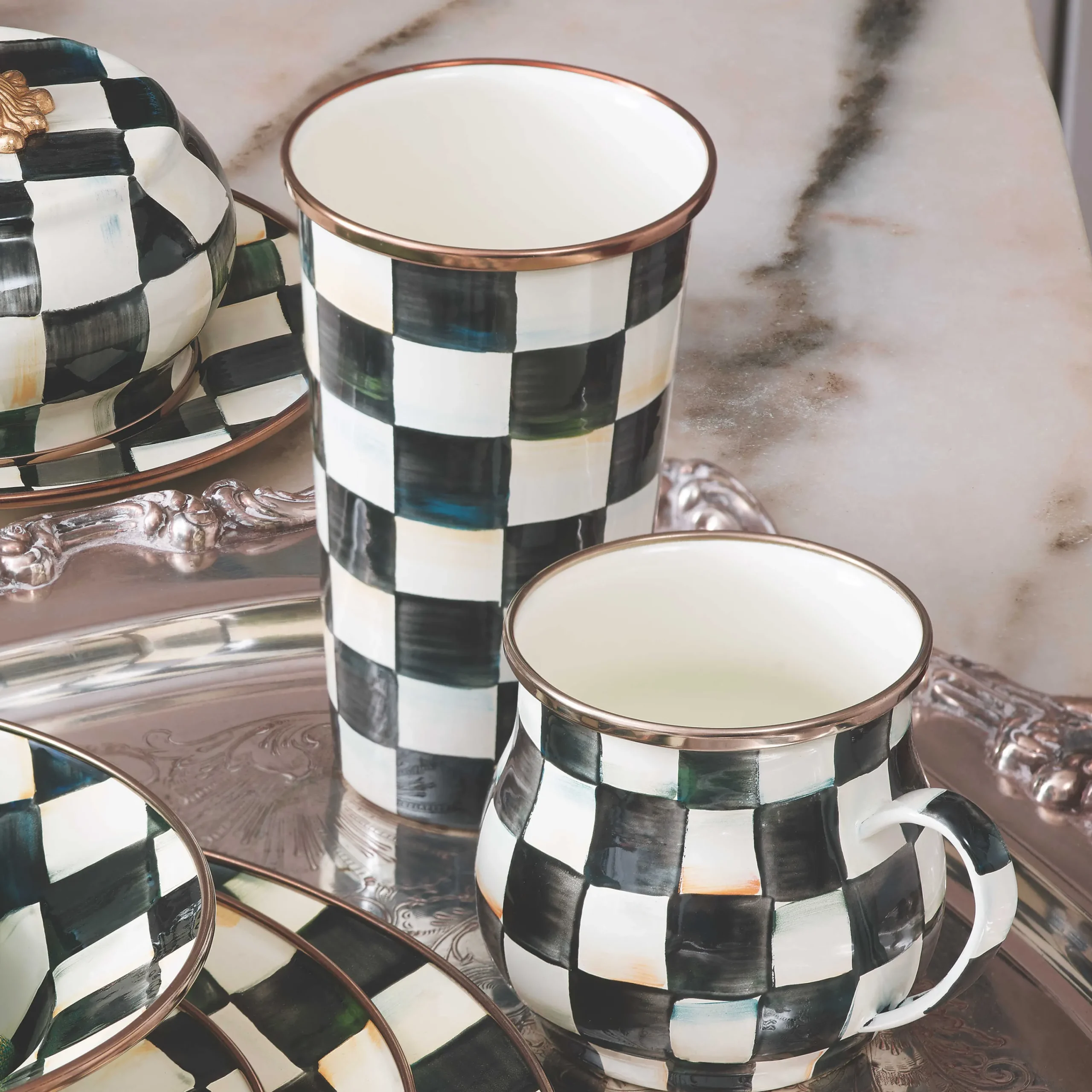 MacKenzie-Childs Courtly Check 20 Ounce Tumbler| Drinkware|Bar Entertaining
