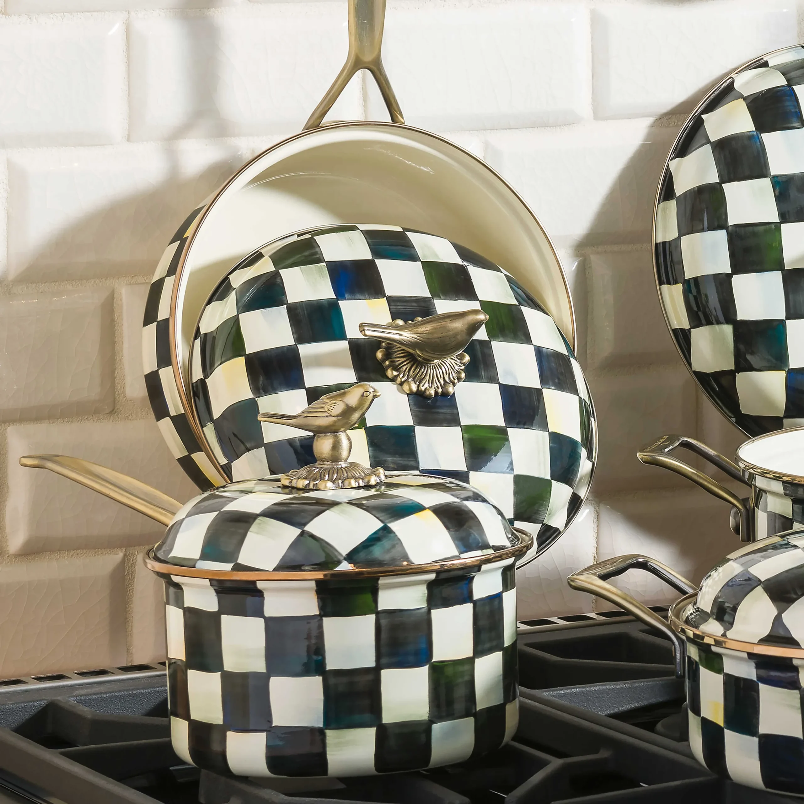 MacKenzie-Childs Courtly Check 2.5 Quart Saucepan| Fall Entertaining|Cookware & Bakeware