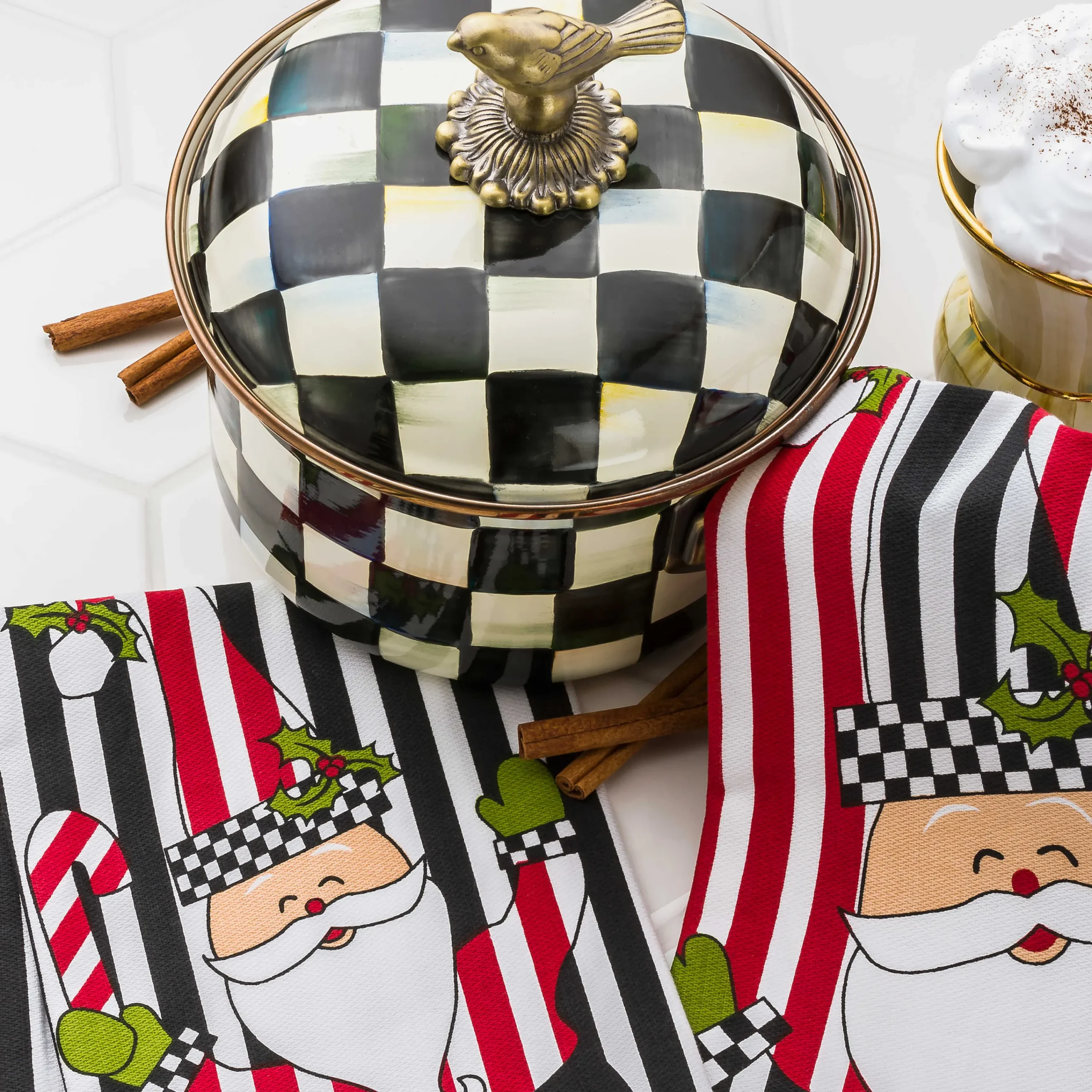 MacKenzie-Childs Courtly Check 2.5 Quart Saucepan| Fall Entertaining|Cookware & Bakeware