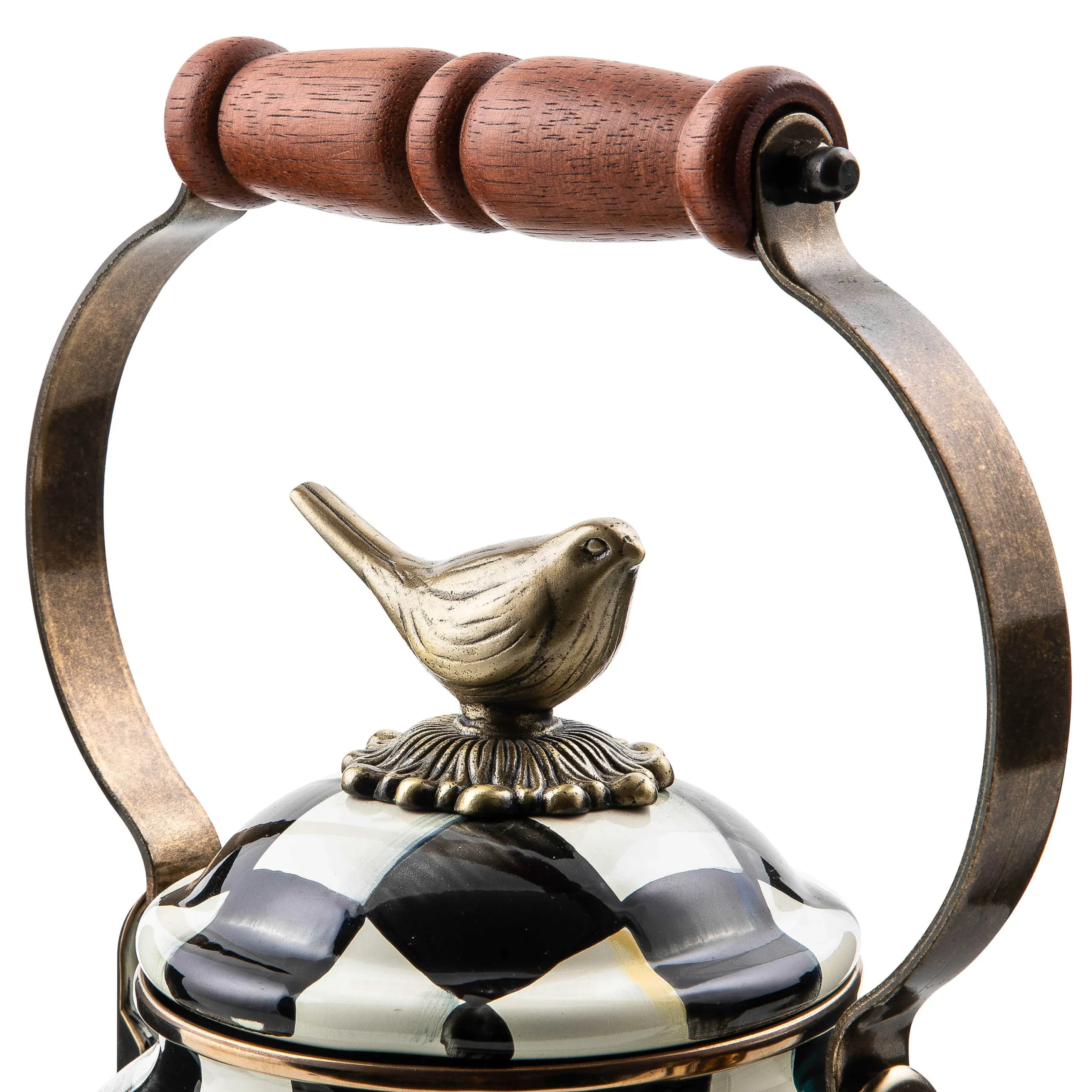 MacKenzie-Childs Courtly Check 3 Quart Tea Kettle with Bird| Cookware & Bakeware|Tea Kettles