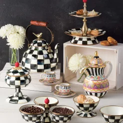 MacKenzie-Childs Courtly Check 3 Quart Tea Kettle with Bird| Cookware & Bakeware|Tea Kettles