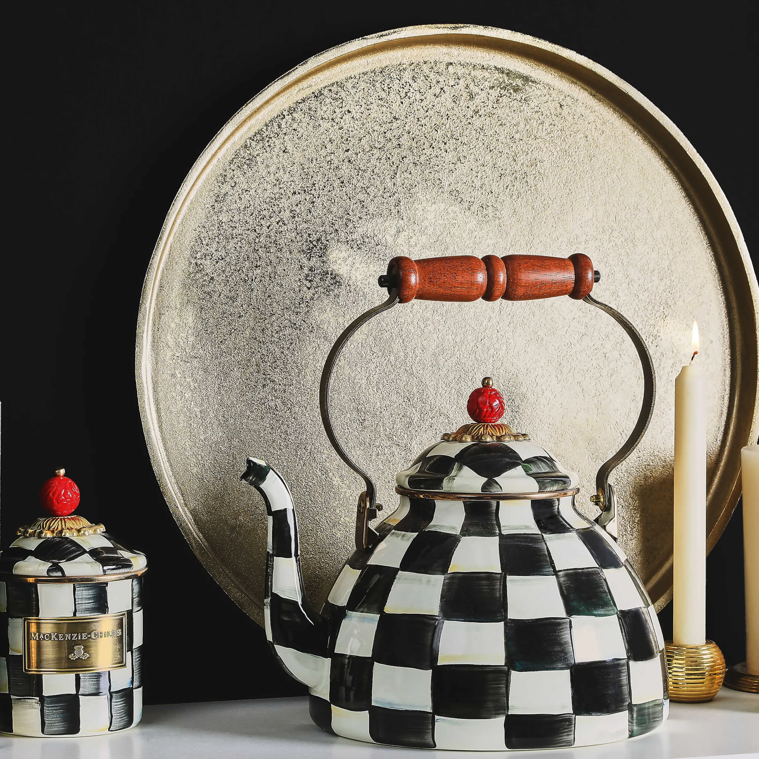MacKenzie-Childs Courtly Check 3 Quart Tea Kettle| Tea Kettles