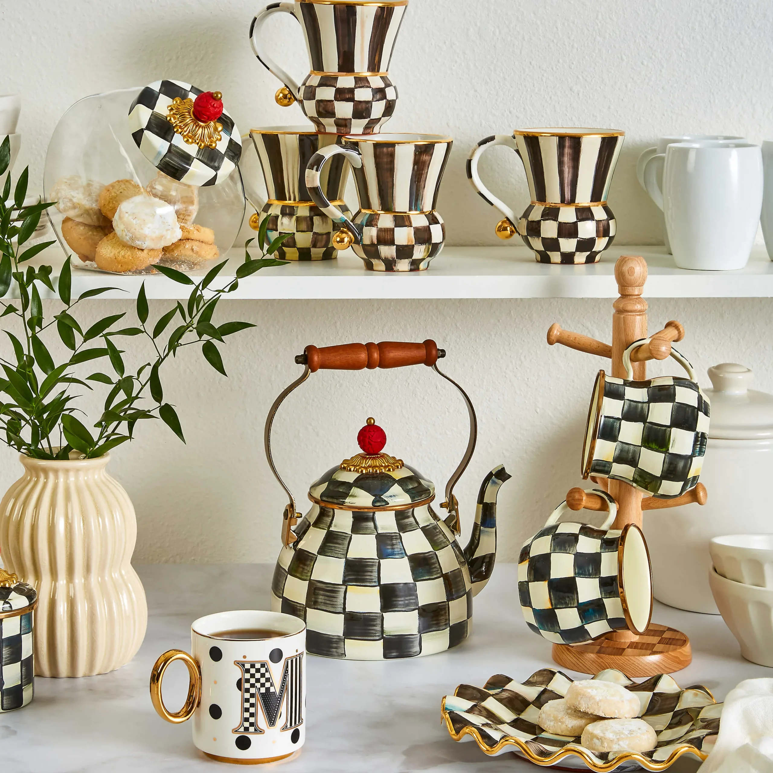 MacKenzie-Childs Courtly Check 2 Quart Tea Kettle| The Coffee Shop|Fall Entertaining
