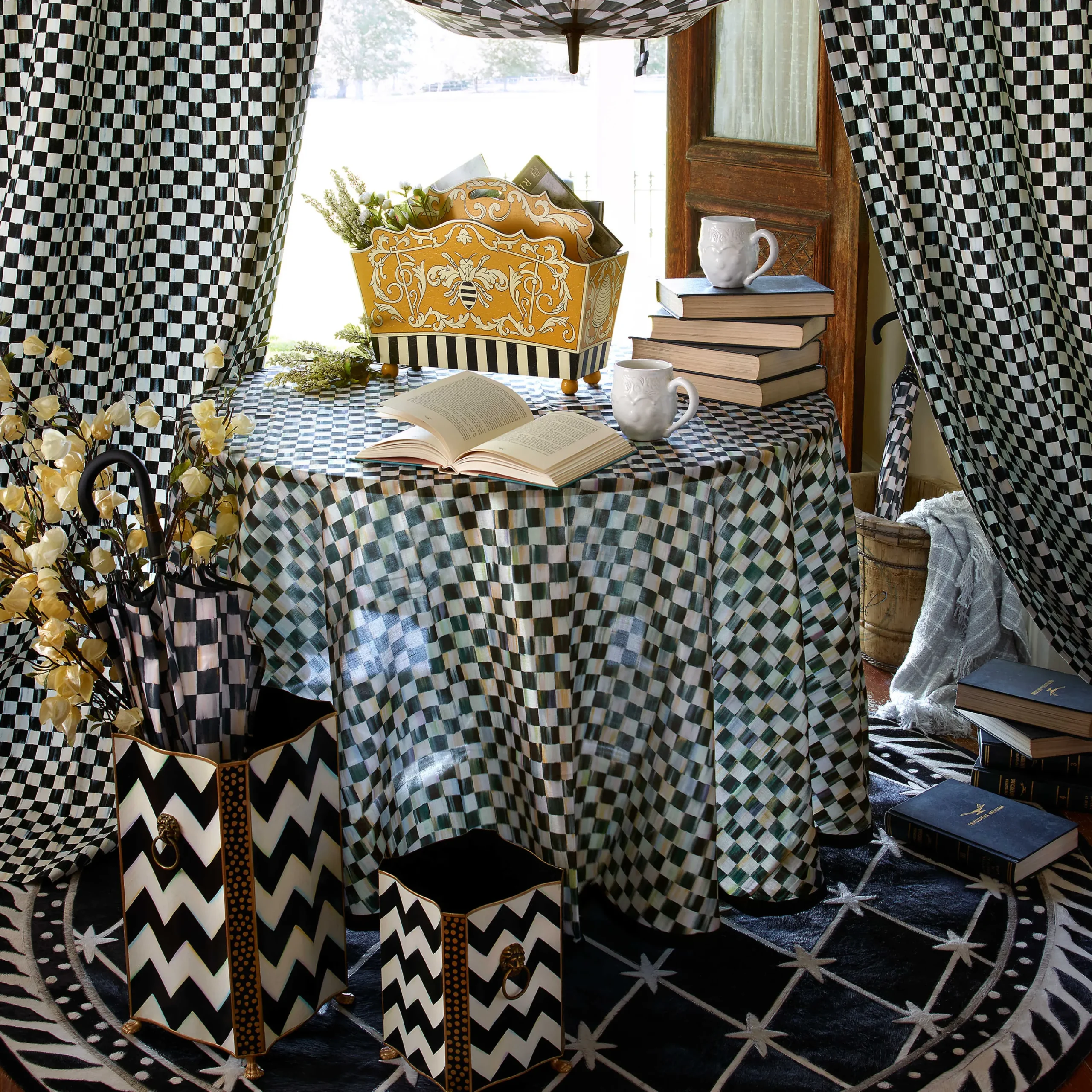 MacKenzie-Childs Courtly Check 90 Round Tablecloth| Kitchen & Table Linens