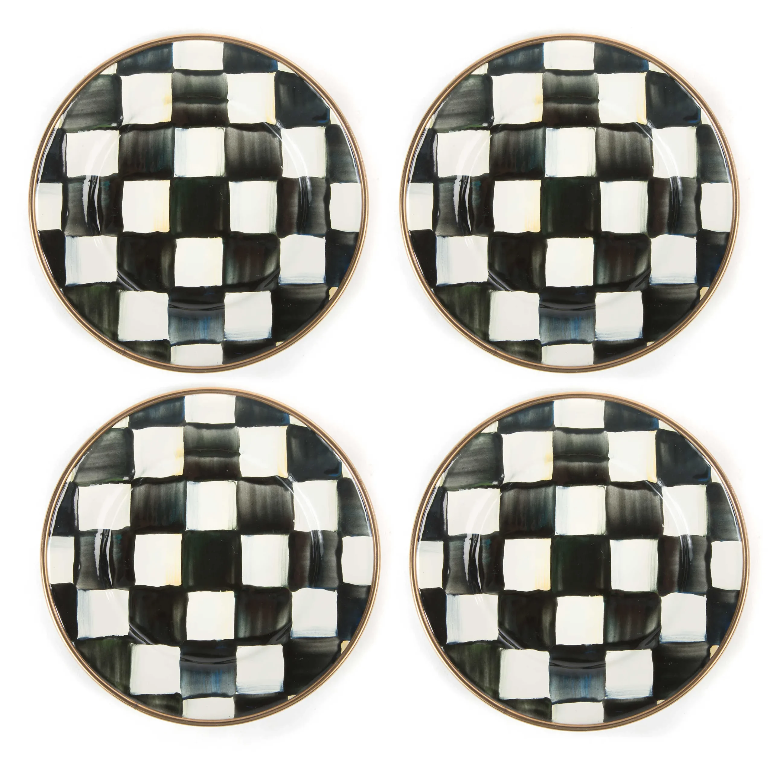 MacKenzie-Childs Courtly Check Appetizer Plates, Set of 4| Bar Entertaining|Serveware