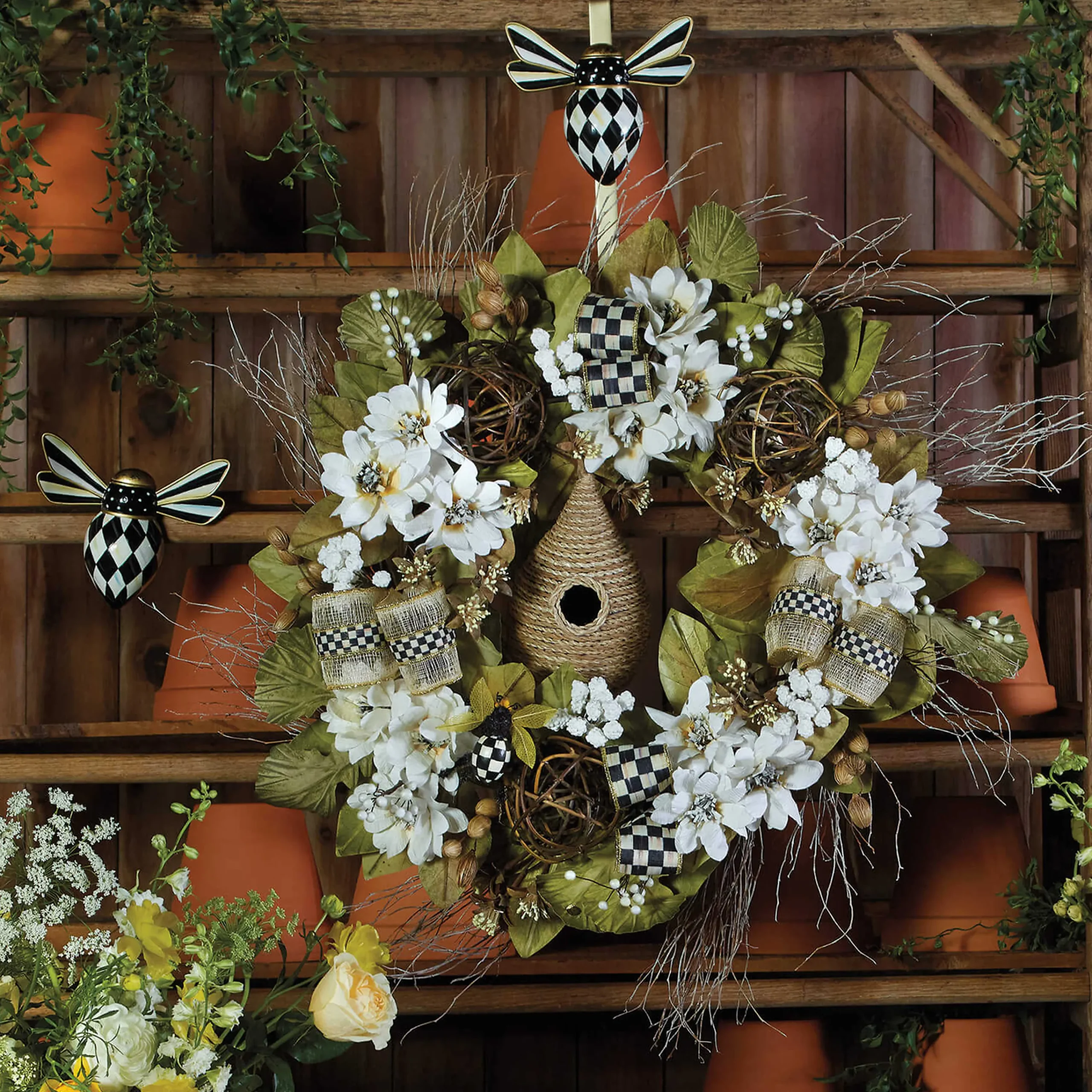 MacKenzie-Childs Courtly Check Bee Wall Decor| Spring|Room Accents