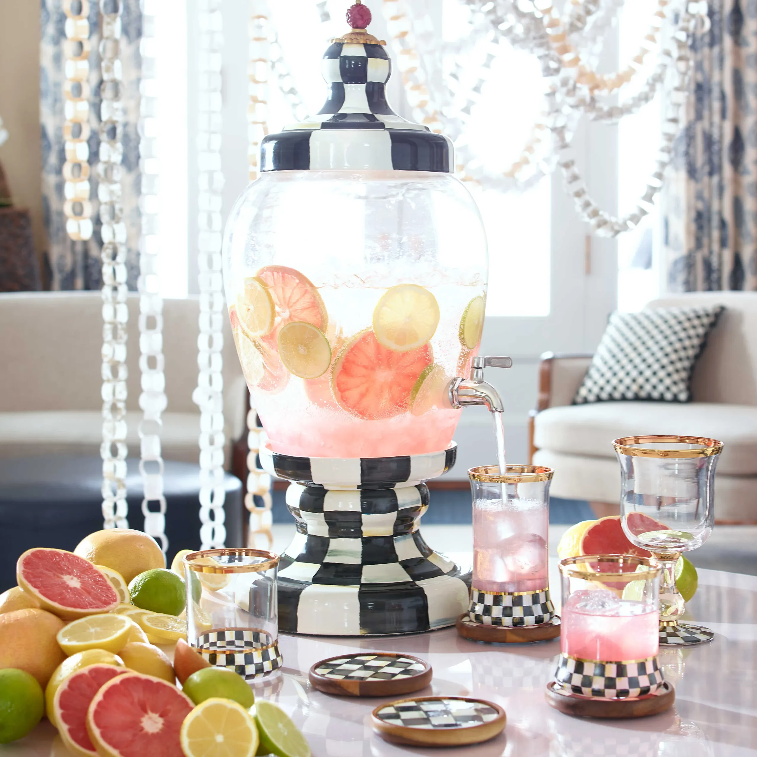 MacKenzie-Childs Courtly Check Beverage Hostess| Fall Entertaining|Drinkware