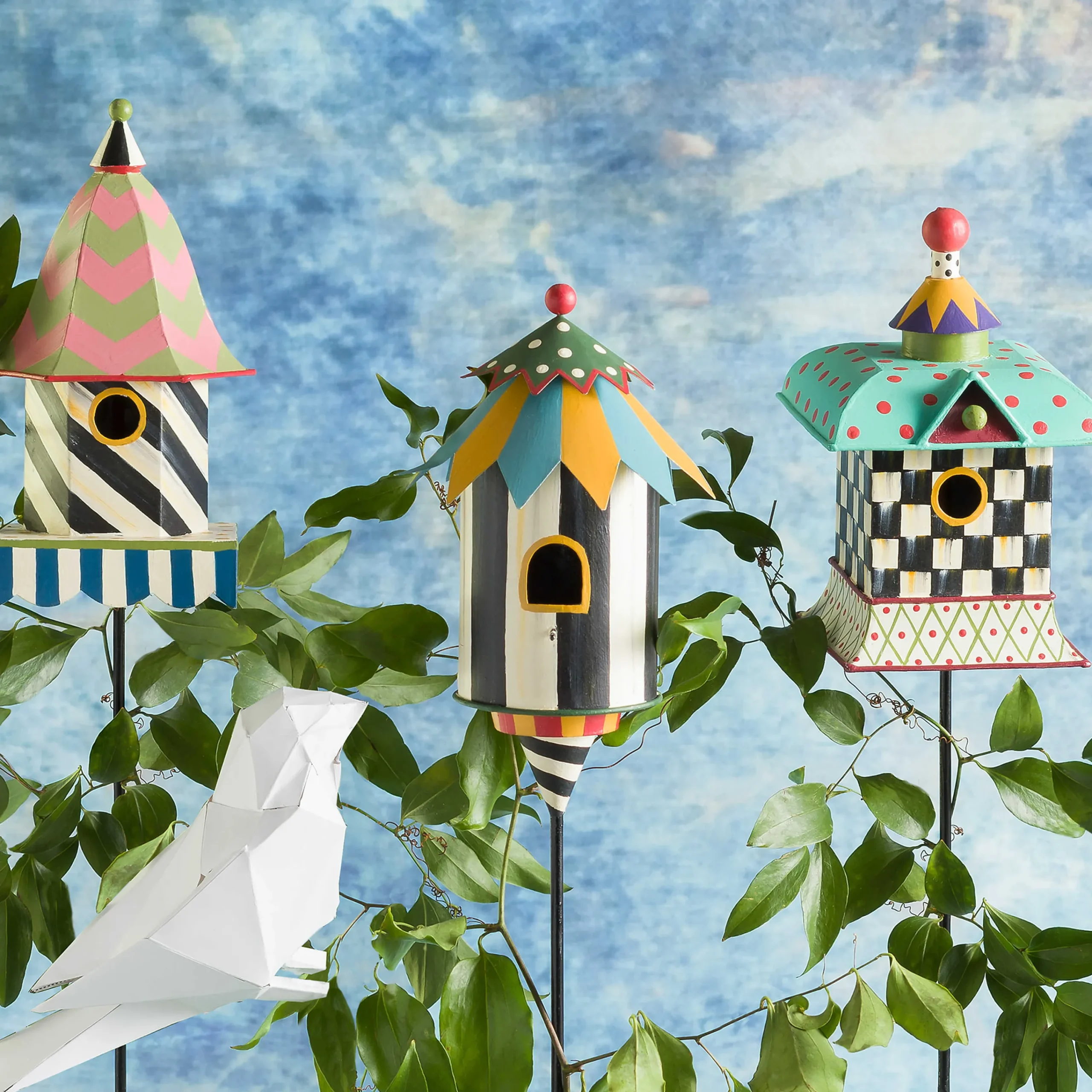 MacKenzie-Childs Courtly Check Birdhouse Stake| Spring|Outdoor