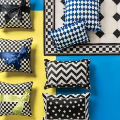 MacKenzie-Childs Courtly Check Black Sash Throw Pillow| Pillows, Throws, & Cushions