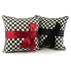 MacKenzie-Childs Courtly Check Black Sash Throw Pillow| Pillows, Throws, & Cushions