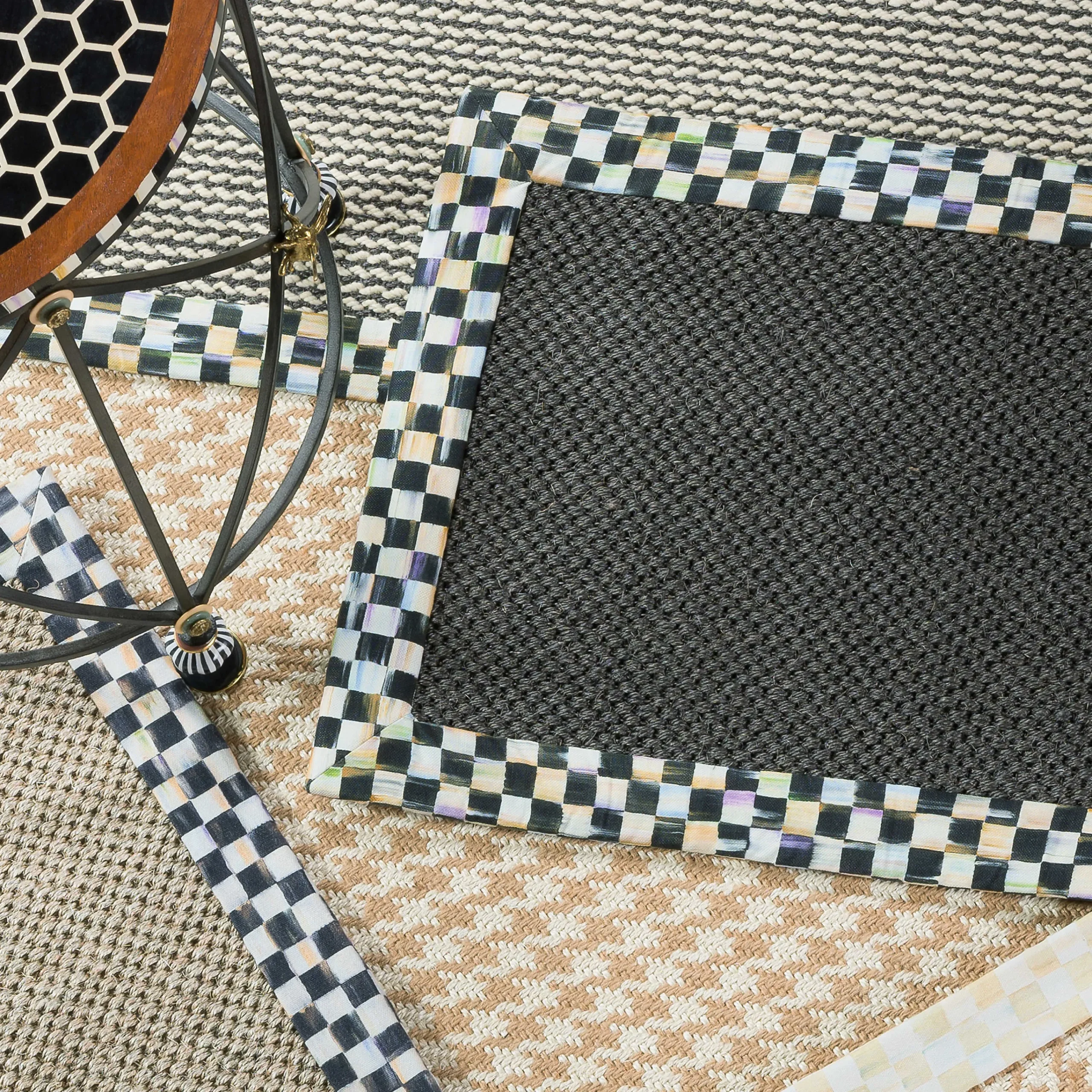 MacKenzie-Childs Courtly Check Black Sisal 2'6 x 9' Runner| Rugs