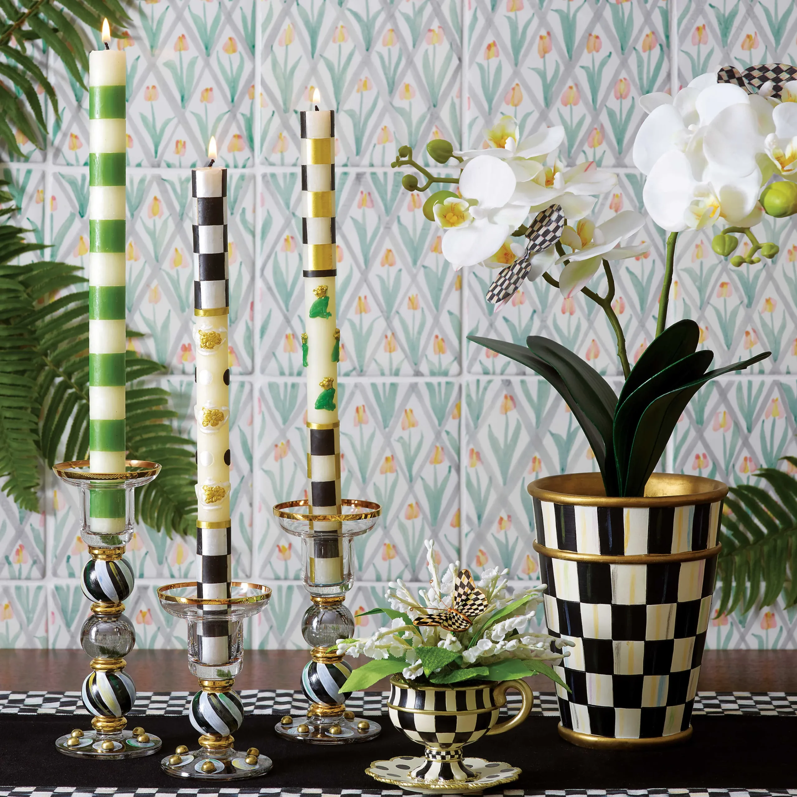 MacKenzie-Childs Courtly Check Black Table Runner| Kitchen & Table Linens