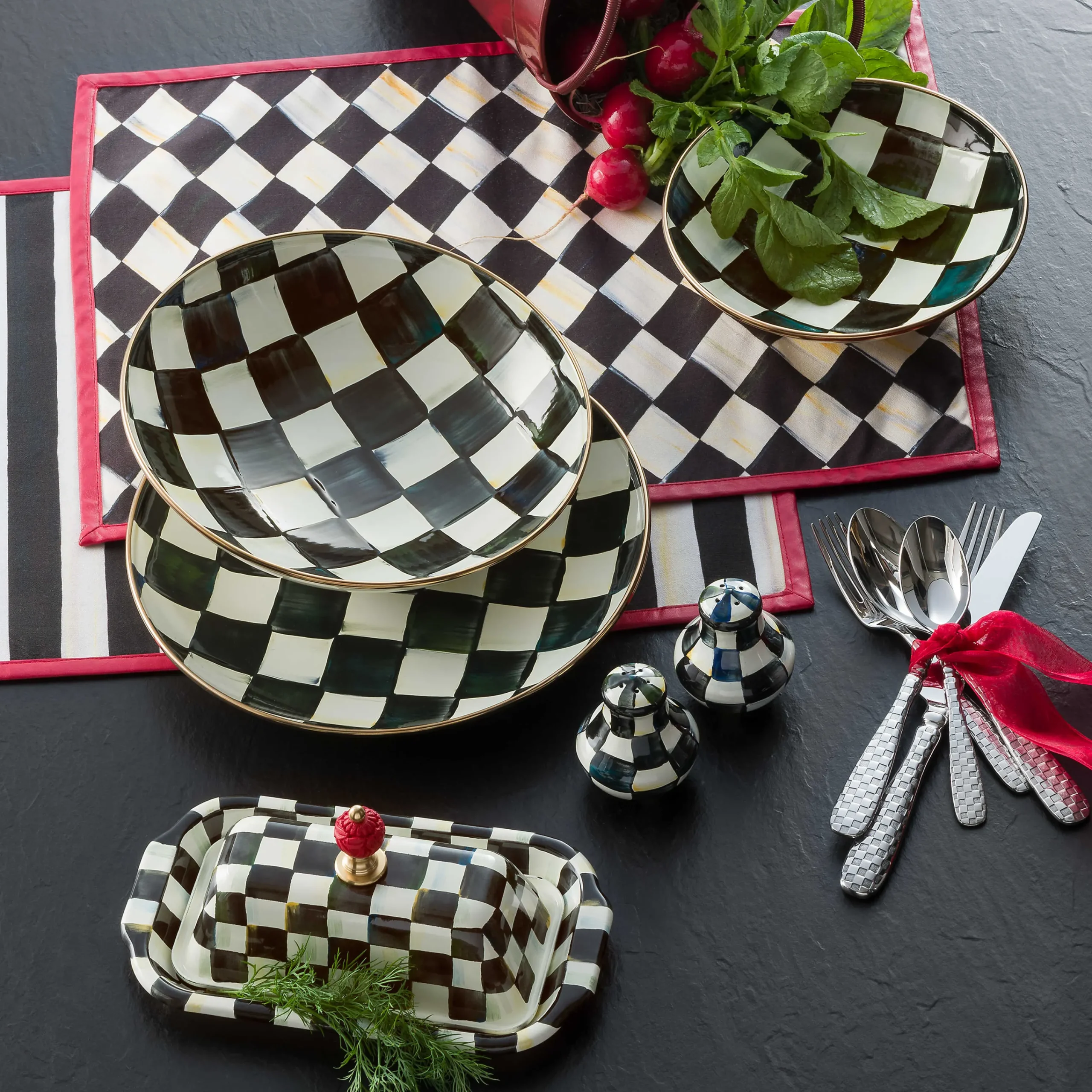 MacKenzie-Childs Courtly Check Butter Box| Serveware