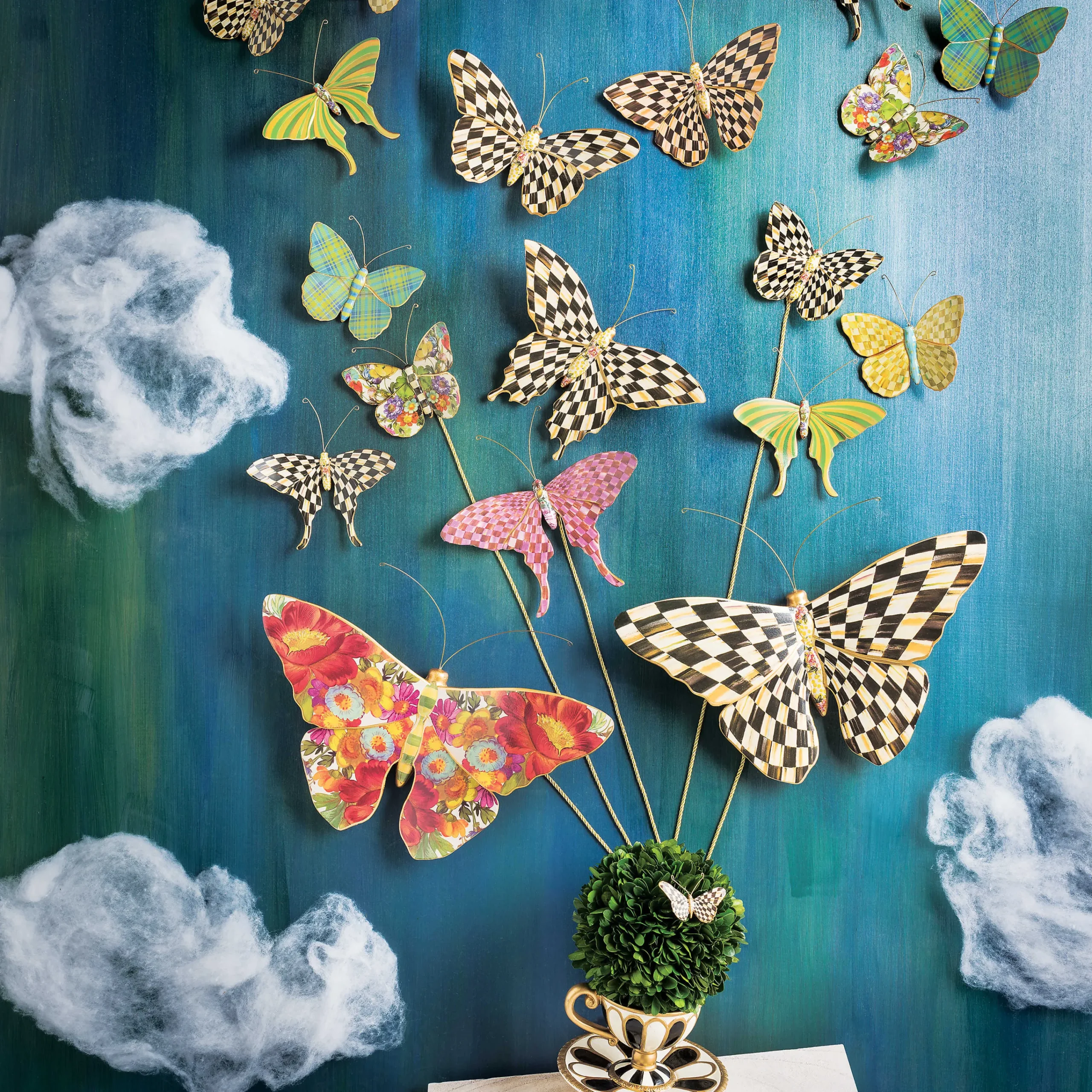 MacKenzie-Childs Courtly Check Butterfly Duo Wall Decor| Room Accents