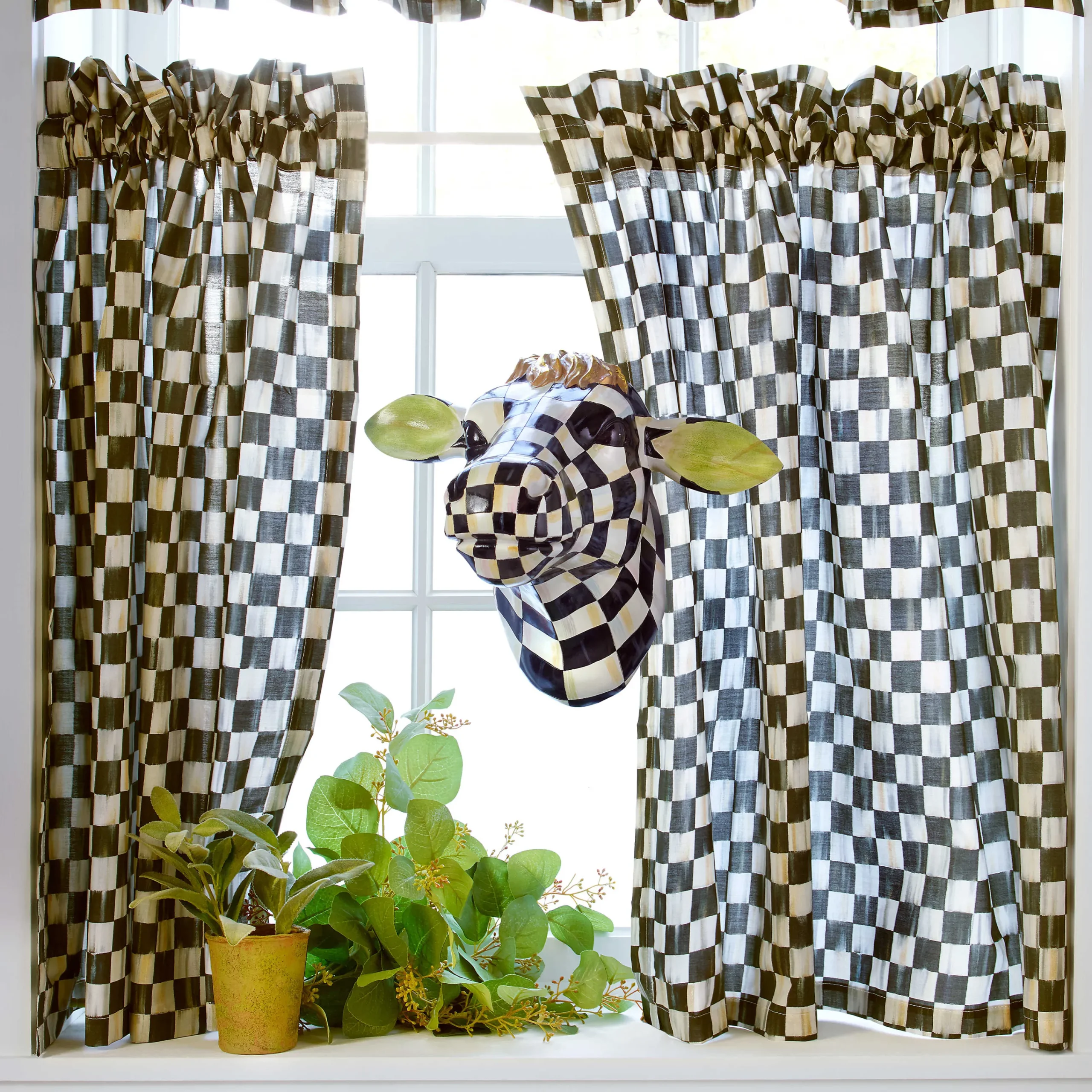 MacKenzie-Childs Courtly Check Cafe Curtains, Set of 2| Room Accents