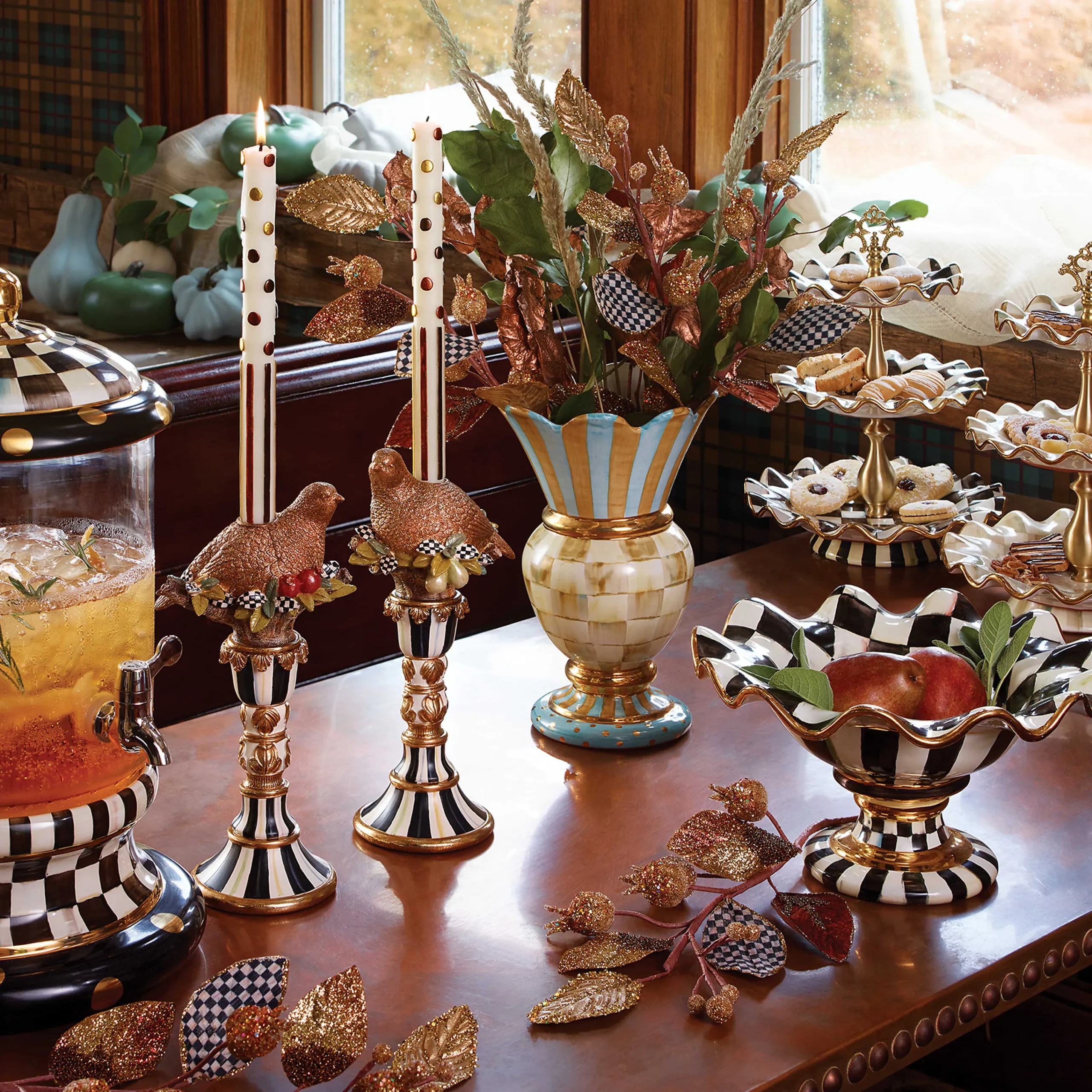 MacKenzie-Childs Courtly Check Ceramic Compote| Serveware