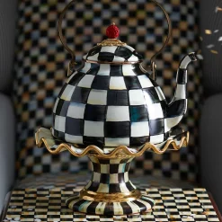MacKenzie-Childs Courtly Check Ceramic Fluted Cake Stand| Serveware