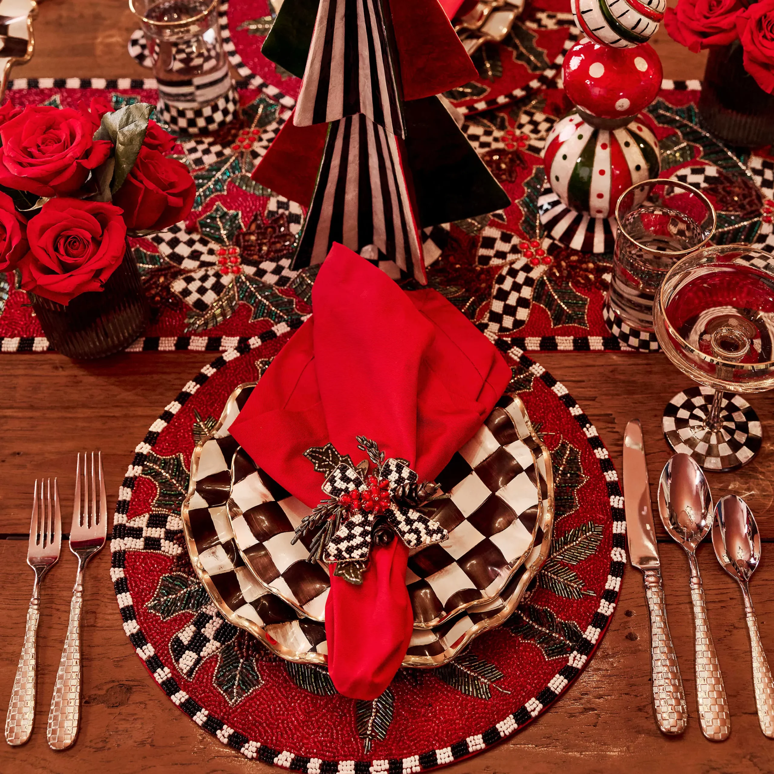 MacKenzie-Childs Courtly Check Ceramic Fluted Dessert Plate| Dinnerware & Flatware