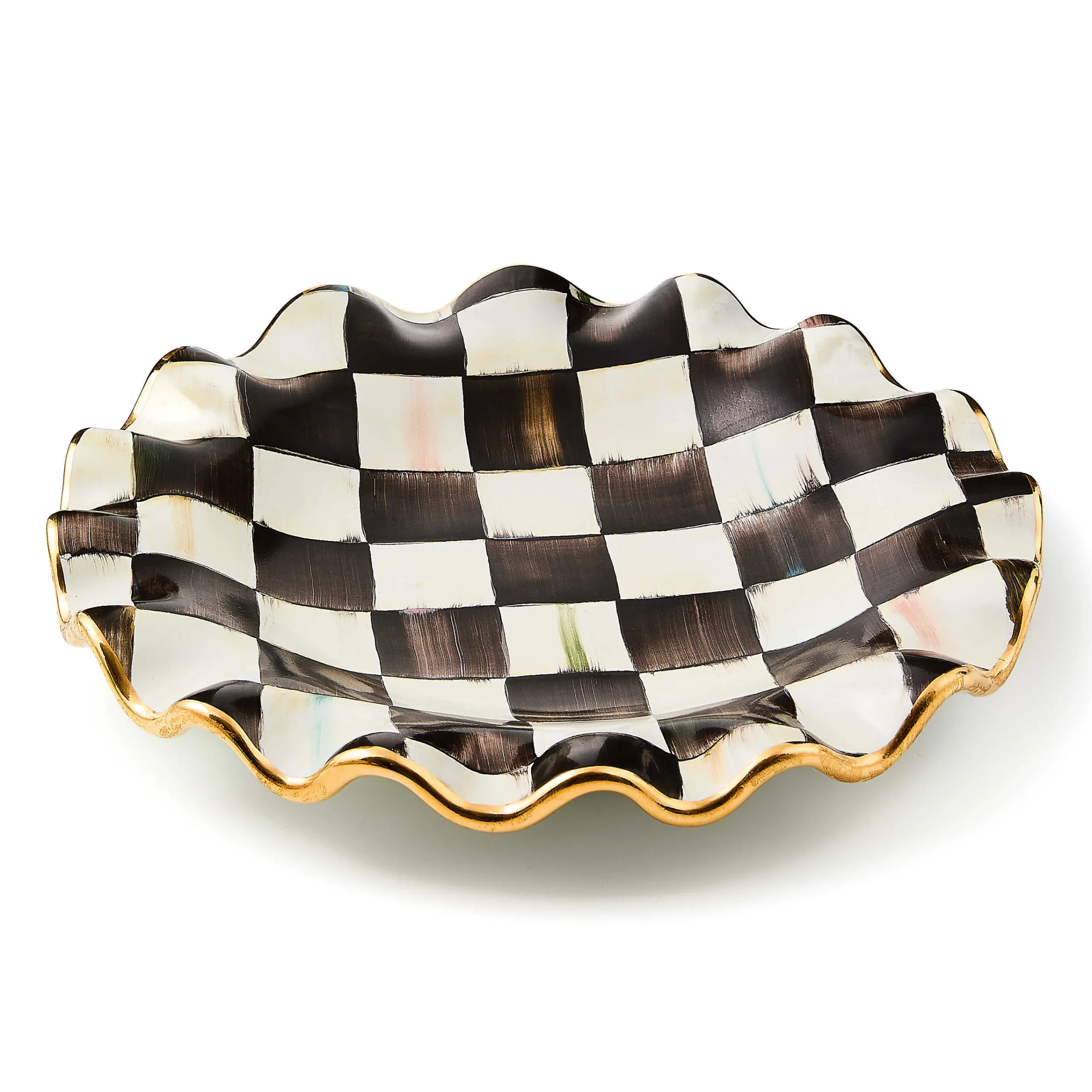 MacKenzie-Childs Courtly Check Ceramic Fluted Dinner Plate| Dinnerware & Flatware