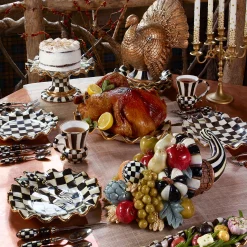 MacKenzie-Childs Courtly Check Ceramic Fluted Dinner Plate| Dinnerware & Flatware