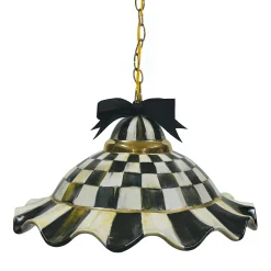 MacKenzie-Childs Courtly Check Ceramic Fluted Hanging Lamp| Lighting