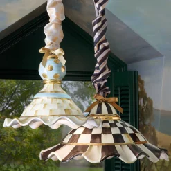 MacKenzie-Childs Courtly Check Ceramic Fluted Hanging Lamp| Lighting