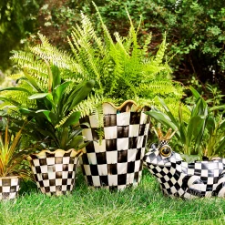 MacKenzie-Childs Courtly Check Ceramic Jumbo Garden Pot| Outdoor