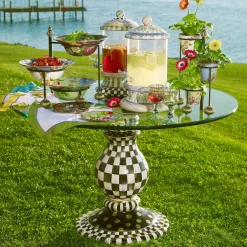 MacKenzie-Childs Courtly Check Ceramic Pedestal Table Base| Dining Room & Kitchen