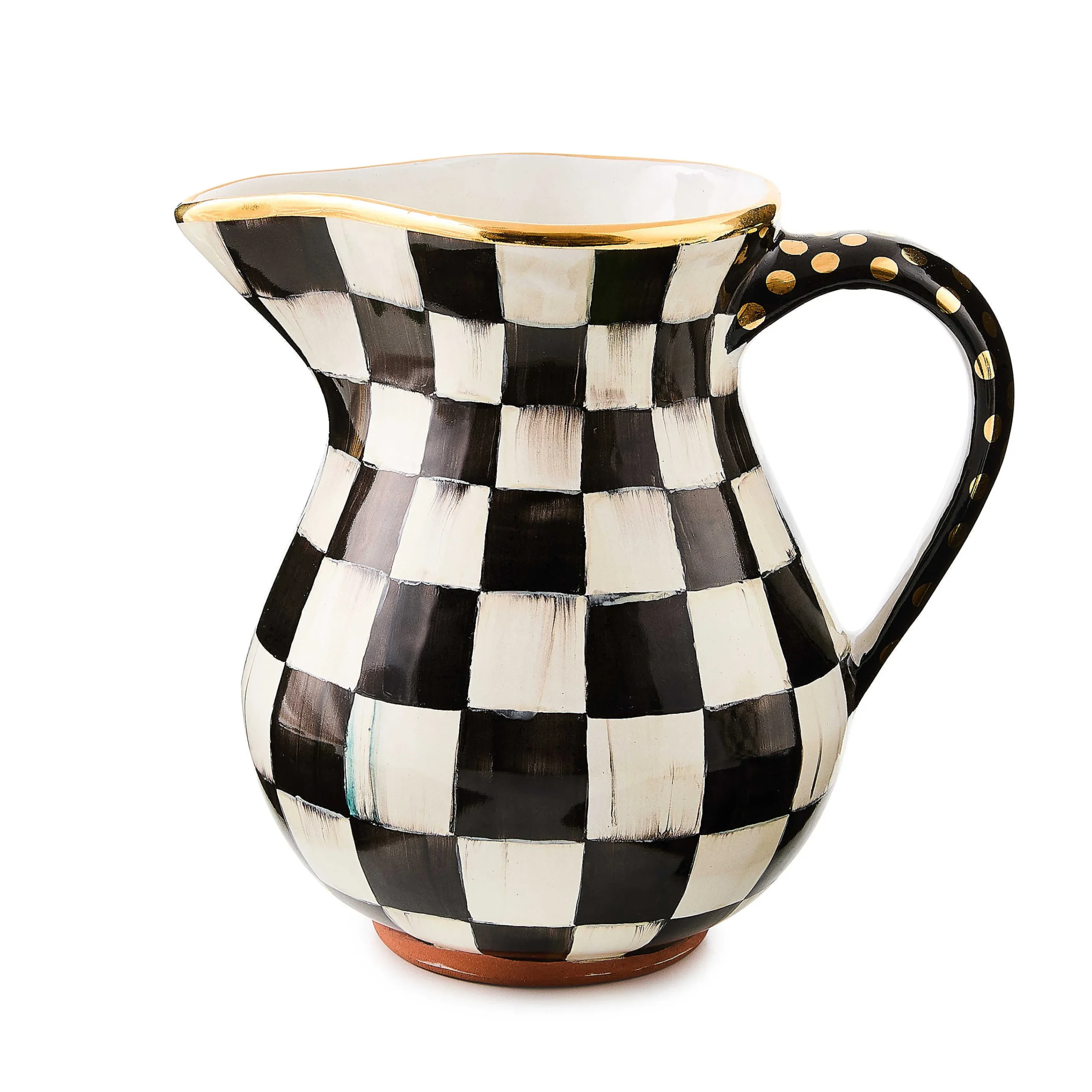 MacKenzie-Childs Courtly Check Ceramic Portly Pitcher| Bar Entertaining|Serveware
