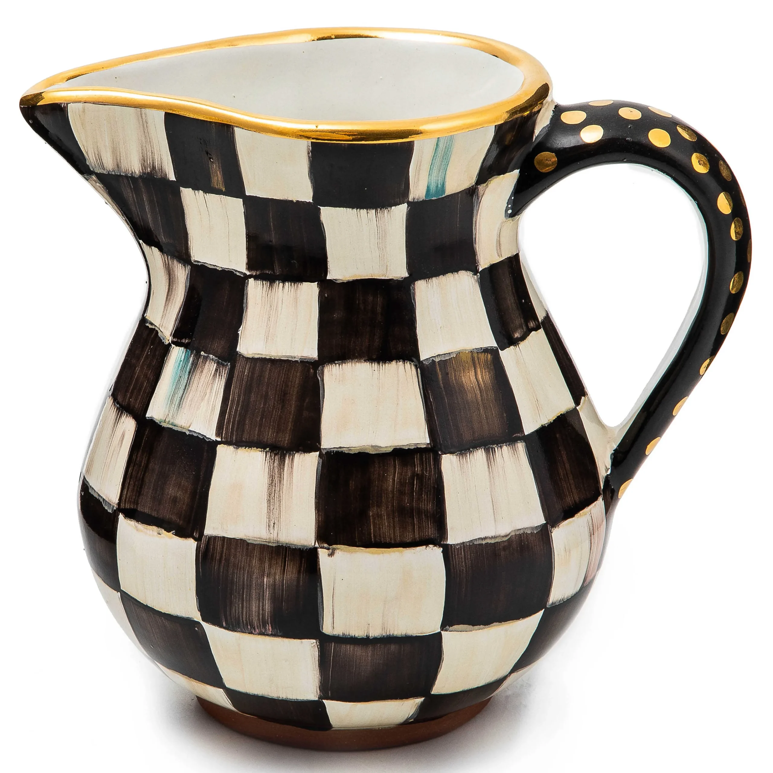 MacKenzie-Childs Courtly Check Ceramic Portly Pitcher| Bar Entertaining|Serveware