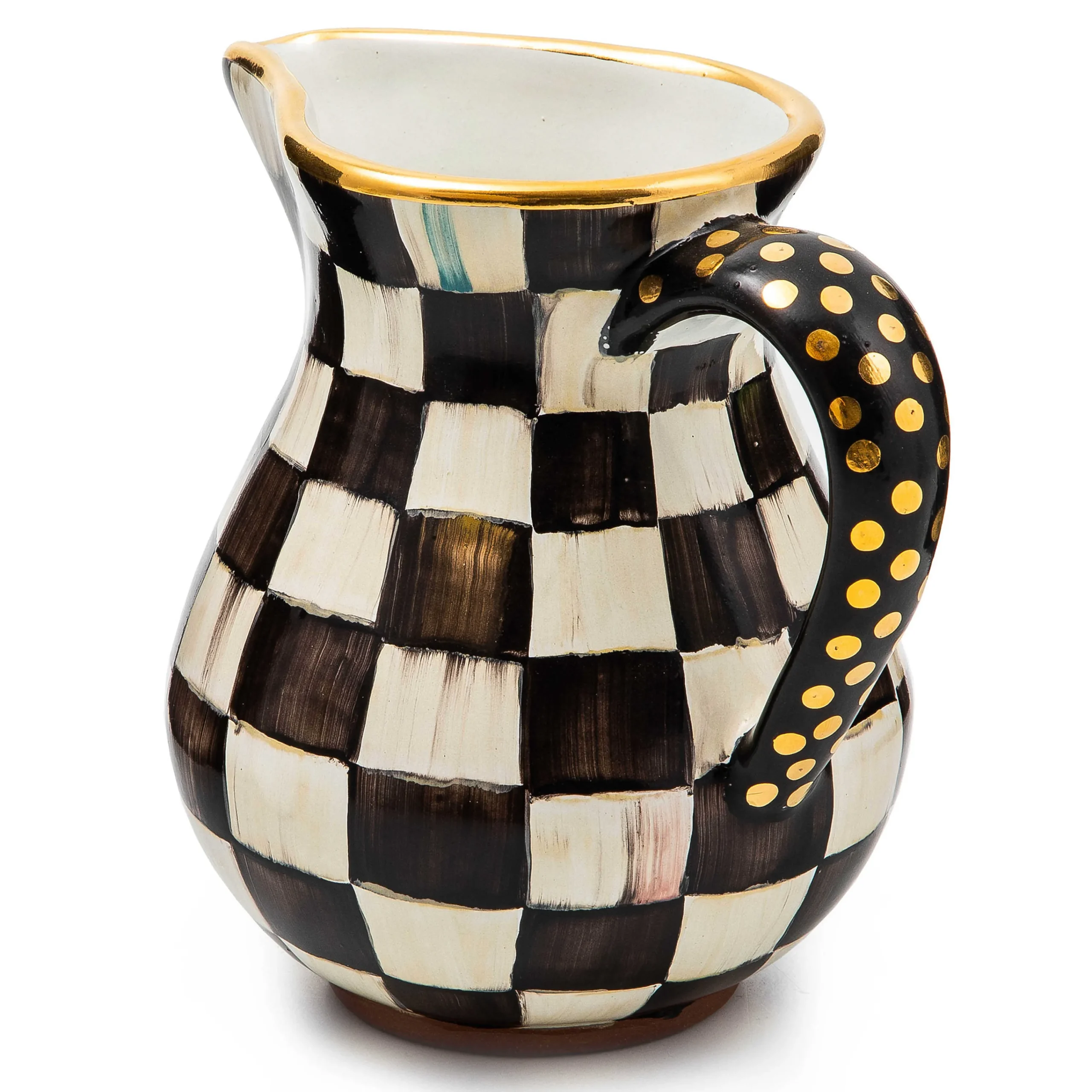 MacKenzie-Childs Courtly Check Ceramic Portly Pitcher| Bar Entertaining|Serveware