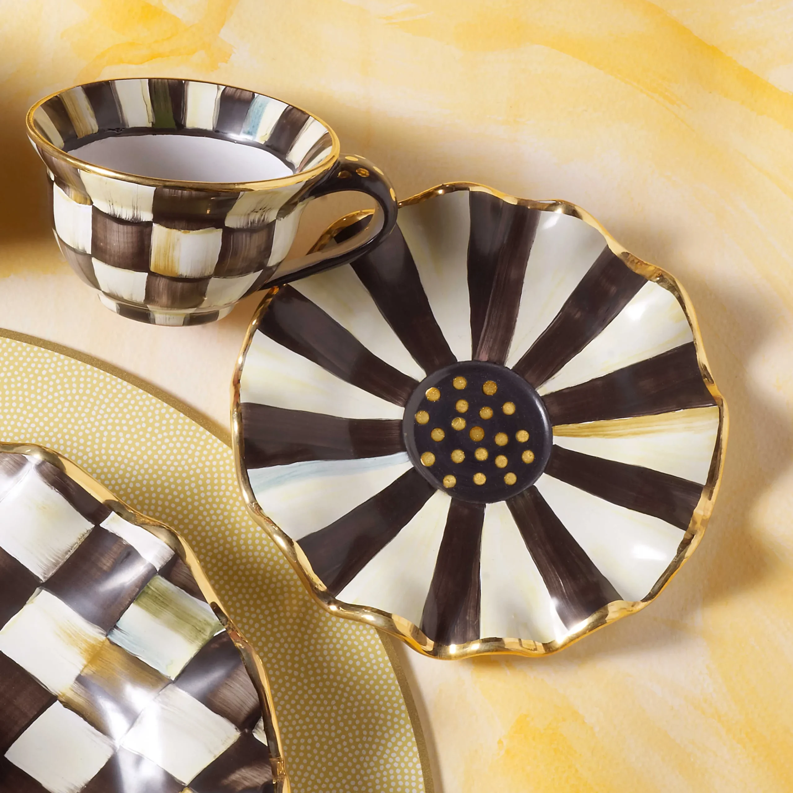 MacKenzie-Childs Courtly Check Ceramic Saucer| The Coffee Shop|Dinnerware & Flatware