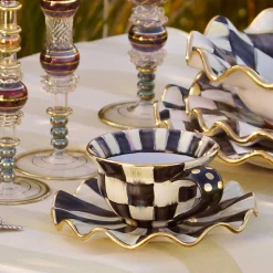 MacKenzie-Childs Courtly Check Ceramic Saucer| The Coffee Shop|Dinnerware & Flatware